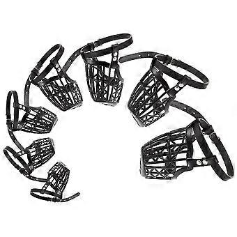 Breathable Plastic Basket Dog Muzzle, Adjustable PU Strap, 7-Pack Different Sizes for Small to Large Dogs, Stop Biting Barking Chewing