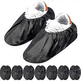 10 Pairs Reusable Non-Slip Waterproof Shoe Covers, Machine Washable Boot Covers for Household Carpet Protection, Black