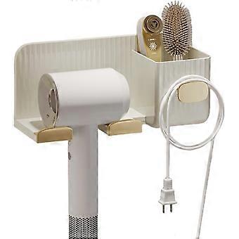 1 pcs  Minimalism Hair Dryer Holder Wall Mount Self Adhesive Fashionable Hair Tool Organizer Bathroom No Drilling (Golden)