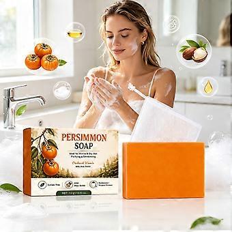 100g Persimmon Soap Bar for Old People Smell, Organic Persimmon Body Wash Soap for Women & Men All Skin Types