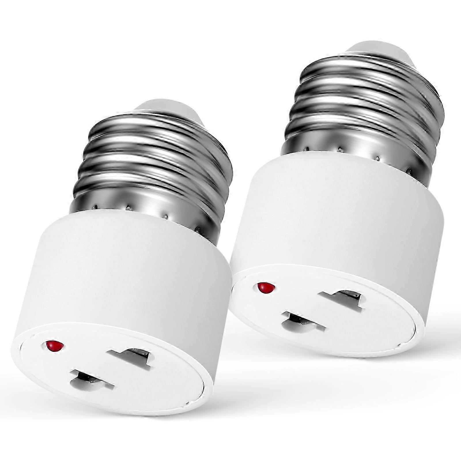2pcs Light Socket to Plug Adapter E27 Socket to 2-prong Light Socket Outlet