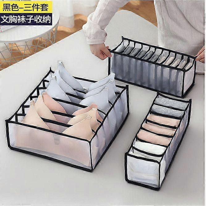 Three-piece Set Bra Storage Box Drawer Separation And Sorting Grid Bra Sorting Box