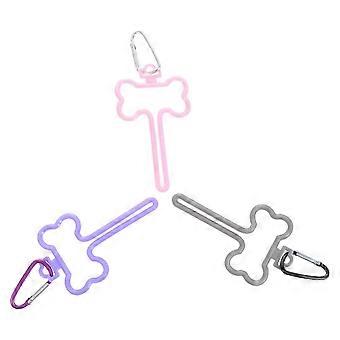 3 st slitstarka klämmor för hundbajspåsar, säker hållare utan handhållen design, inkluderar rosa, lila, grå