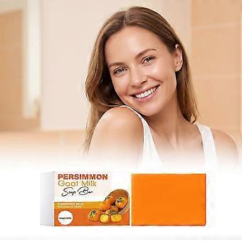 Pastilla de jabón de leche de cabra y caqui de 100 g, jabón desodorante natural para la limpieza corporal, jabón suave para el cuerpo, ayuda a mejorar el mal olor corporal.