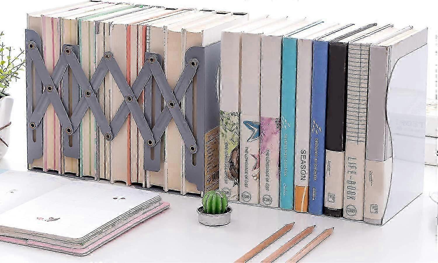 Expandable Bookshelf Desktop Bookend Stand Holder Adjustablewhite
