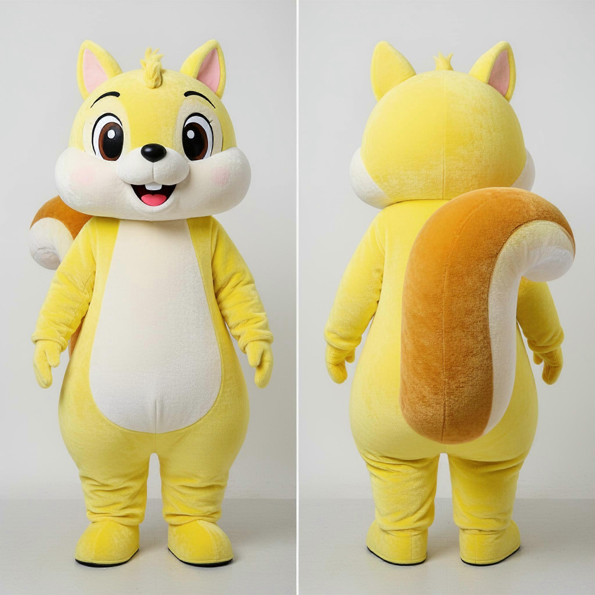 MASTICOT Lemon Yellow Fluffy Squirrel Mascot