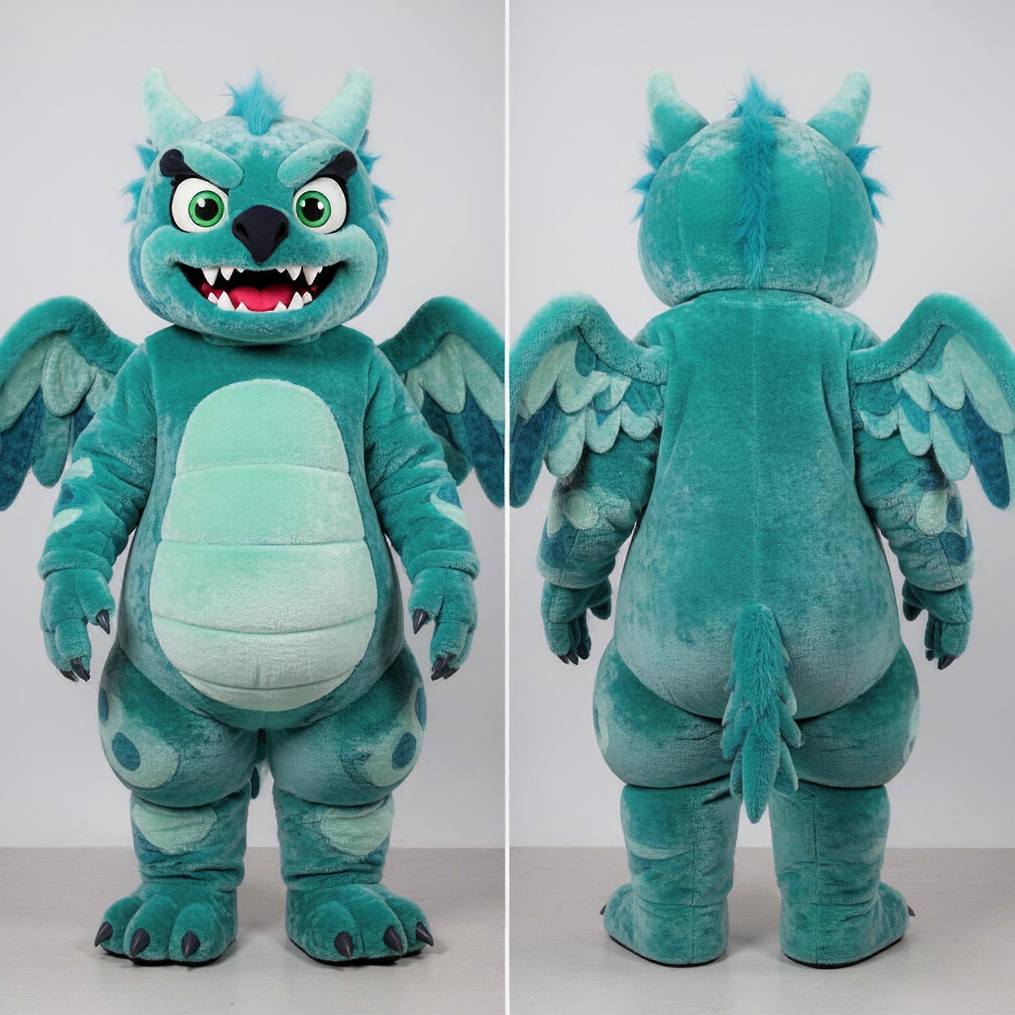 MASTICOT Teal Feathered Harpy Mascot