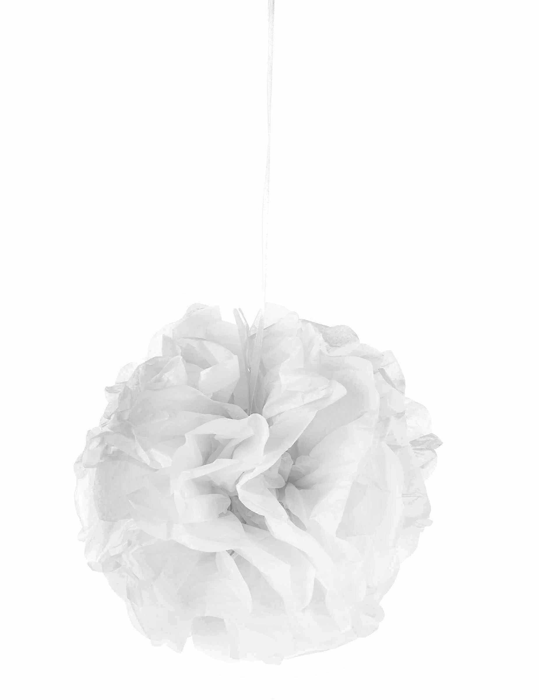 White paper hanging pompom 25 cm