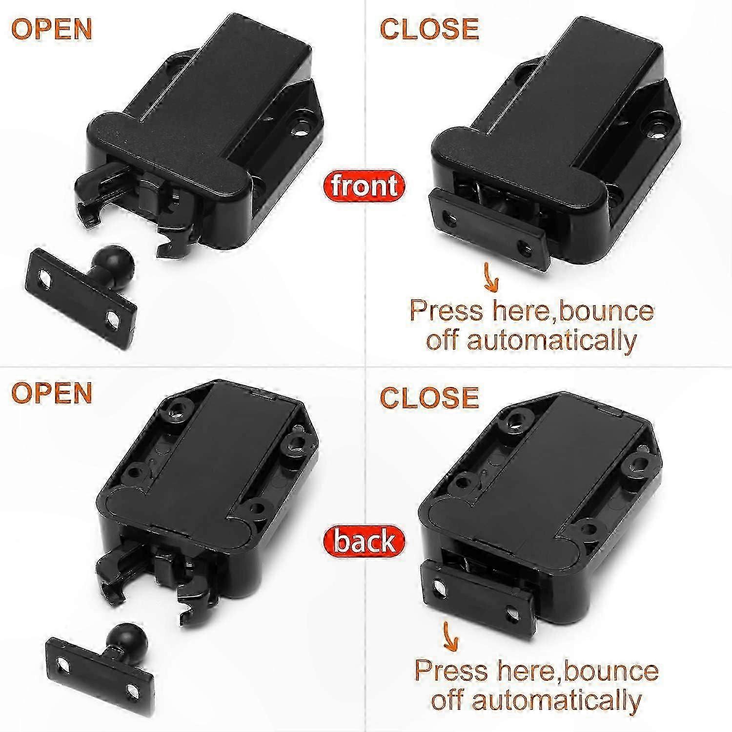 Self-Locking Push Latch with Touch Release compatible with Cabinets and Drawers, Includes Screws compatible with Easy Installation