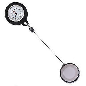 Badge Reel Pocket Watch Fashion Pocket Watch Clip-on Pocket Hanging Watch Creative Pocket Hanging Watch Test Watch compatible with Students (Black)