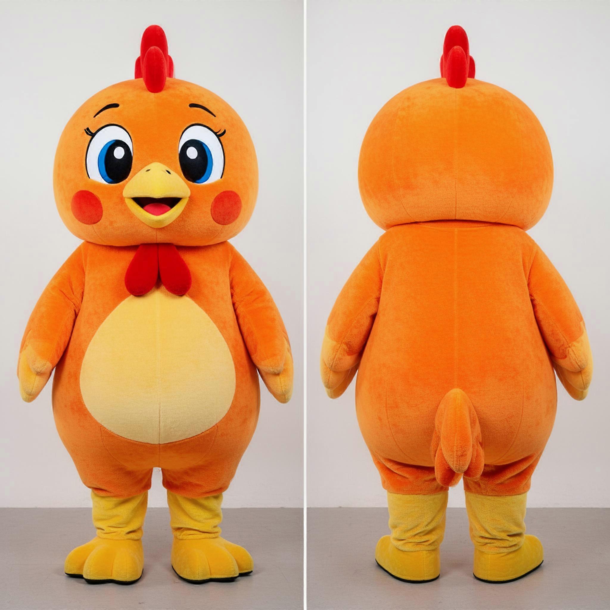 MASTICOT Bright Yellow Fluffy Chicken Mascot
