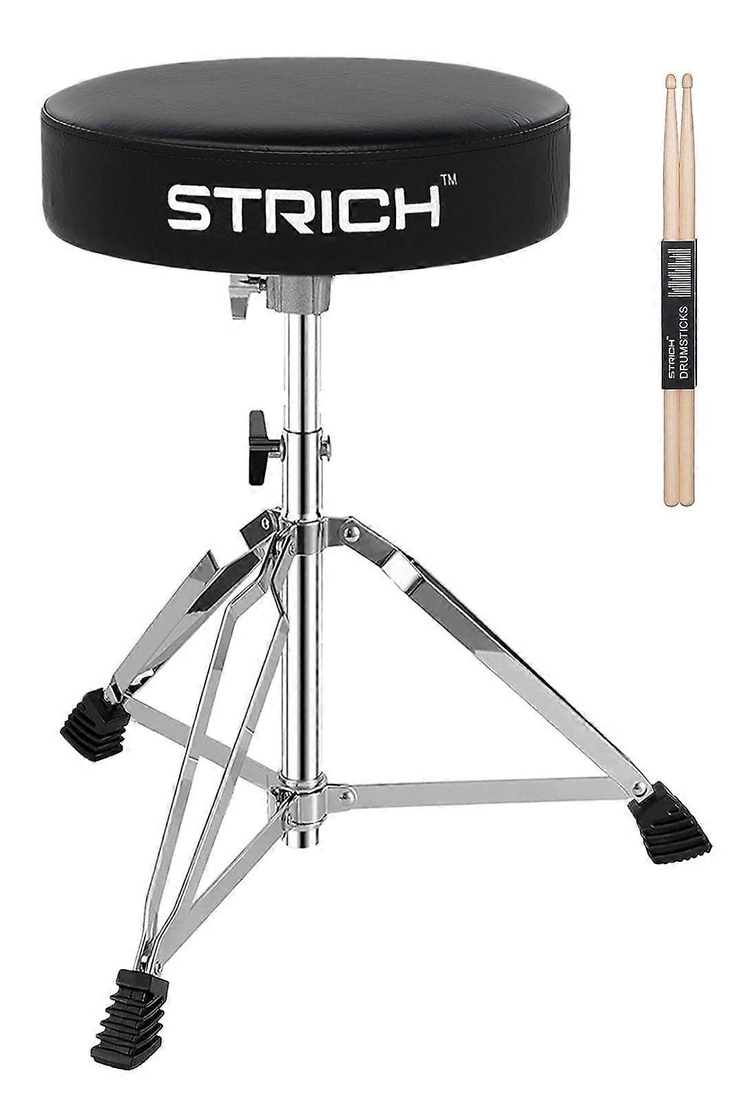 BasicLite Adjustable Drum Throne Set with Memory Foam Cushion and 5A Drumsticks, Ideal for Beginners
