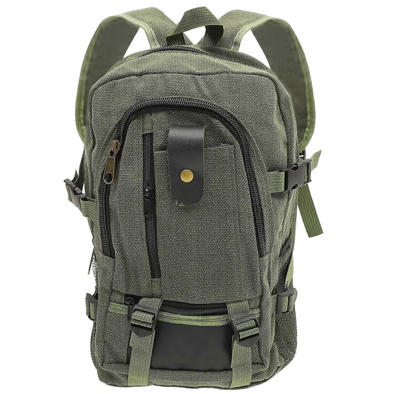 Canvas Backpack Green Rucksack for Storage Large Capacity