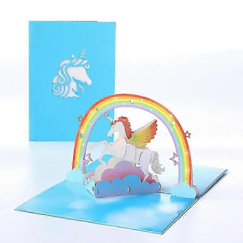 Rainbow Unicorn 3D Greeting Card