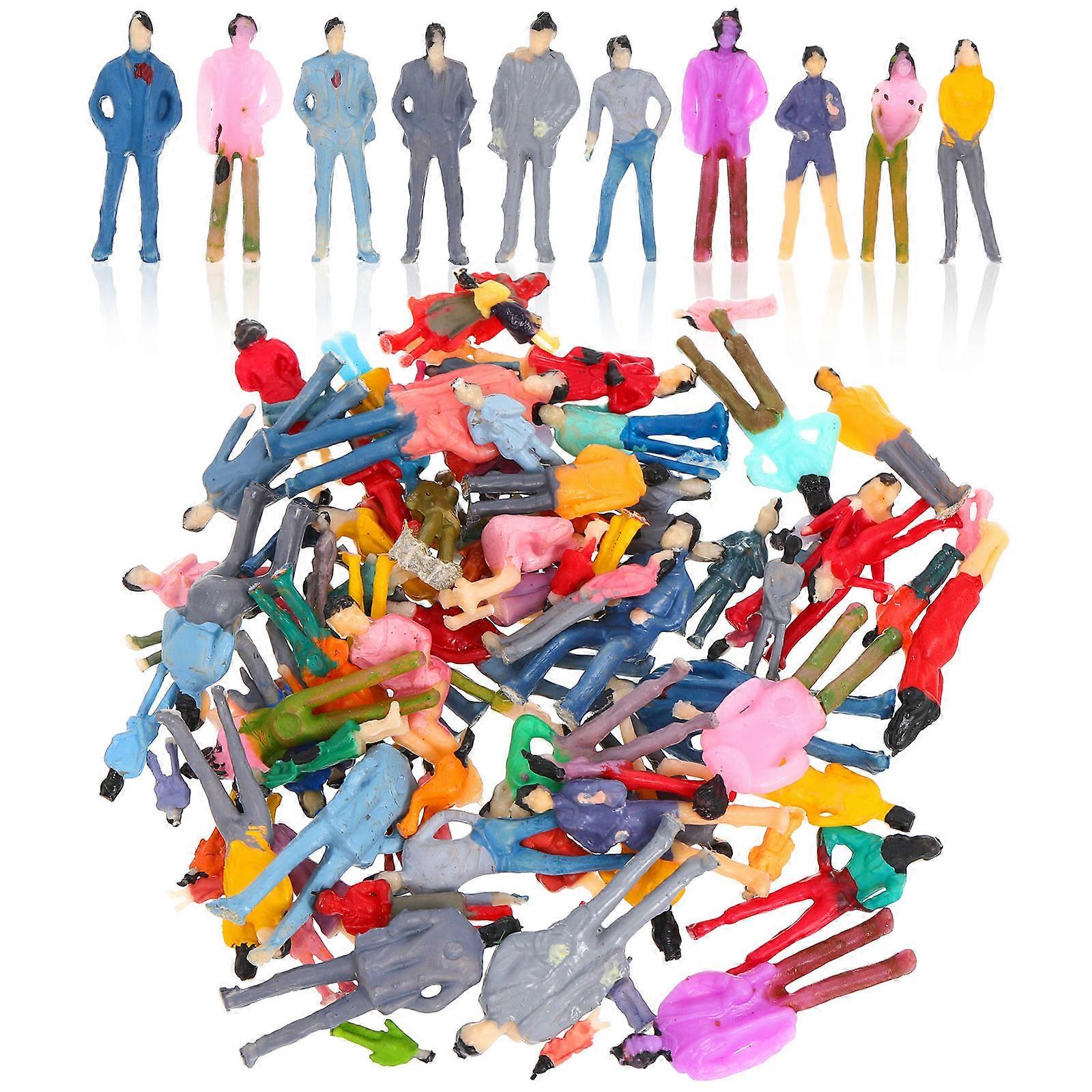 Sand Table Doll Model for Decor 100Pcs Mini Plastic Simulation Figures Assorted Colors