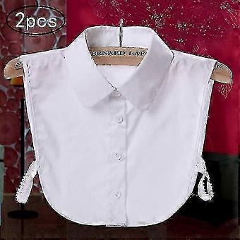Removable Blouse Collar Insert, Women's Cotton Blend Detachable Collar - 2pcs