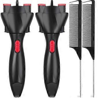 Automatic Hair Braiding Machine and Rat Tail Comb Set, DIY Hair Twister Styling Tools for Women and Kids, Battery Operated Braider, 2 Pack