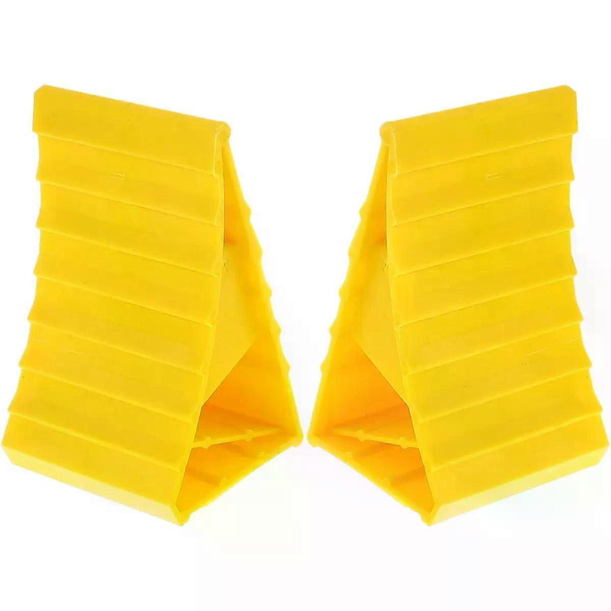 2pcs Portable Heavy Duty Wheel Chocks, Yellow Triangular Shape