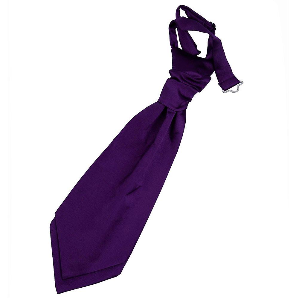 Purple Plain Satin Pre-Tied Wedding Cravat for Boys