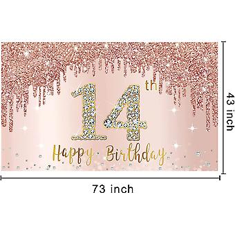 Bannière Dorée « Hello 14 » à Paillettes, Décorations De Fête D'anniversaire « Happy 14th Birthday