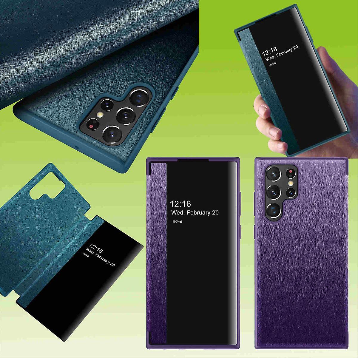 For Samsung Galaxy S23 Ultra 5G View Mirror Smartcover Purple Protective Case Cover Cases Bag Case New Case Wake UP Function