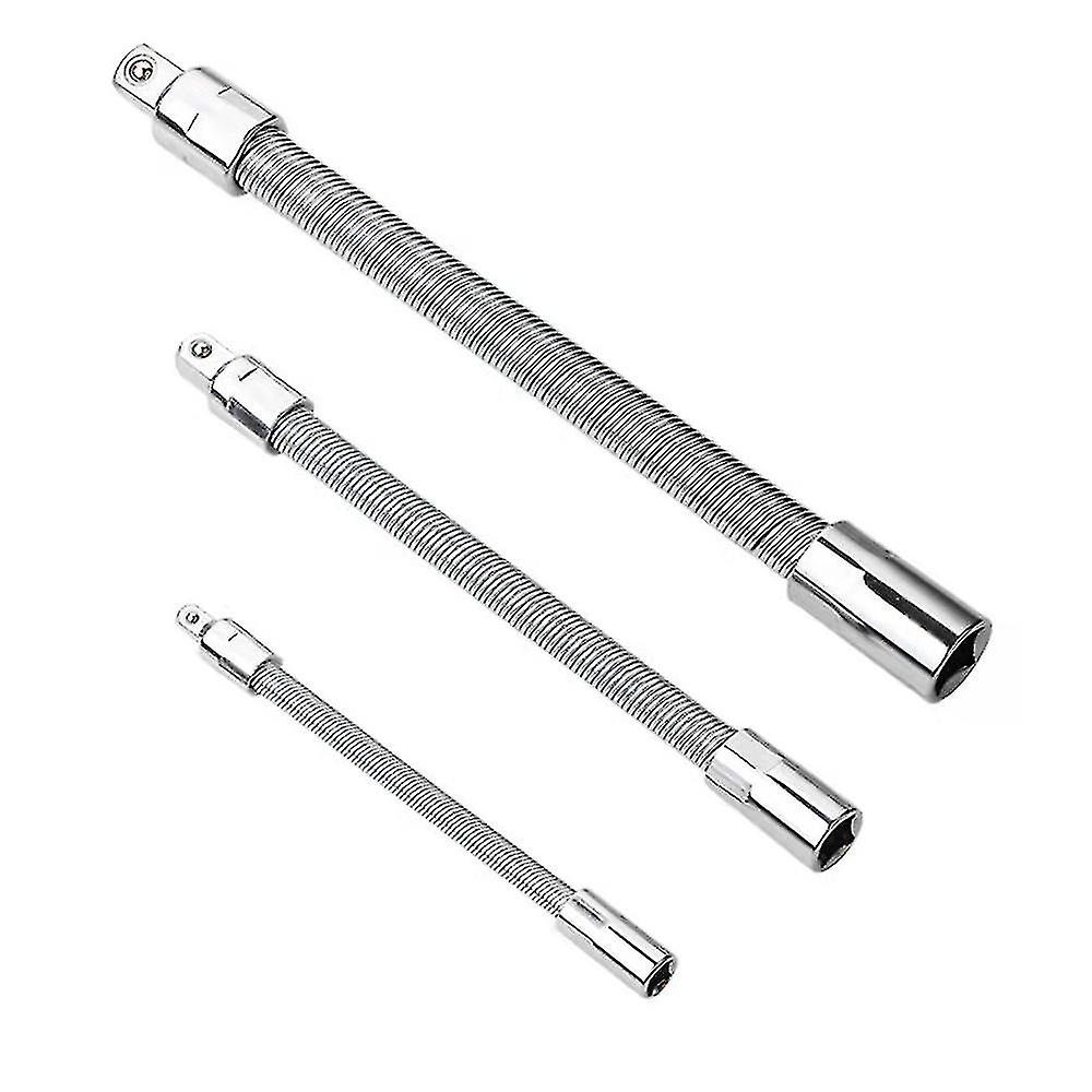 3pcs Flexible Socket Extens Cables 1/4 3/8 1/2 Flex Socket Extens Bar Set Drive Extender