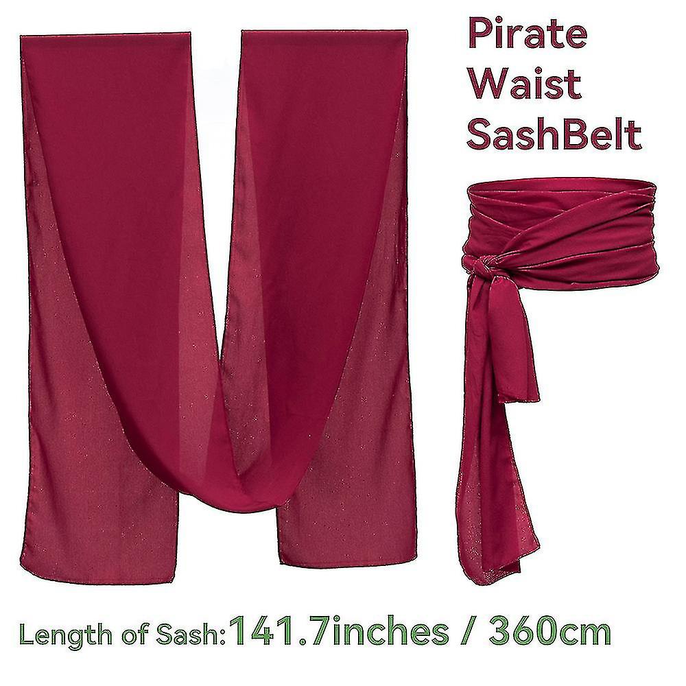 Costume Pirate Femme 4 Pièces | Bandeau, Ceinture, Chaîne Dorée, Bracelet | Style Renaissance Pour Halloween, Fête à Thème, Cosplay