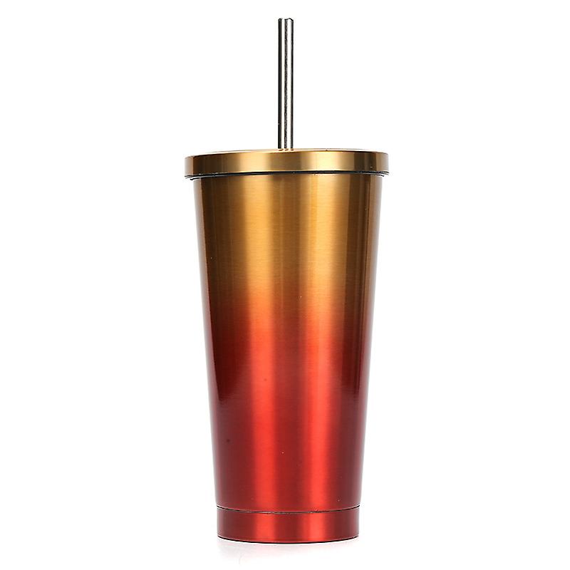 كوب قش جديد من الفولاذ المقاوم للصدأ 710 مل غطاء ثقب كبير كوب شاي حليب اللؤلؤ سعة كبيرة كوب ماء عازل