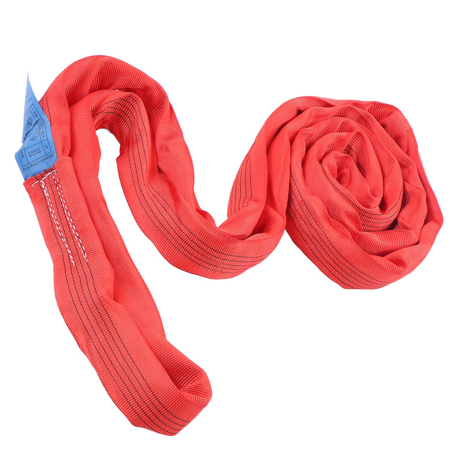 5T 2M Riggning Lyftrem Flexibel Förstärkt Dubbelögonspänne Polyester Kran Lyftrep Röd