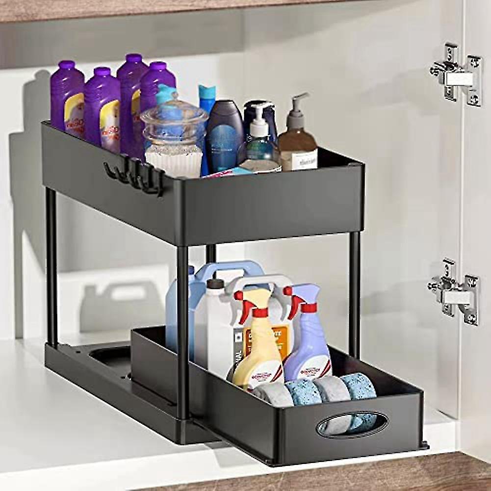 Organizzatori multiuso estraibili, organizzatori sotto lavello/armadio e contenitori per bagno e cucina, nero, 2 pezzi | Leroy Merlin