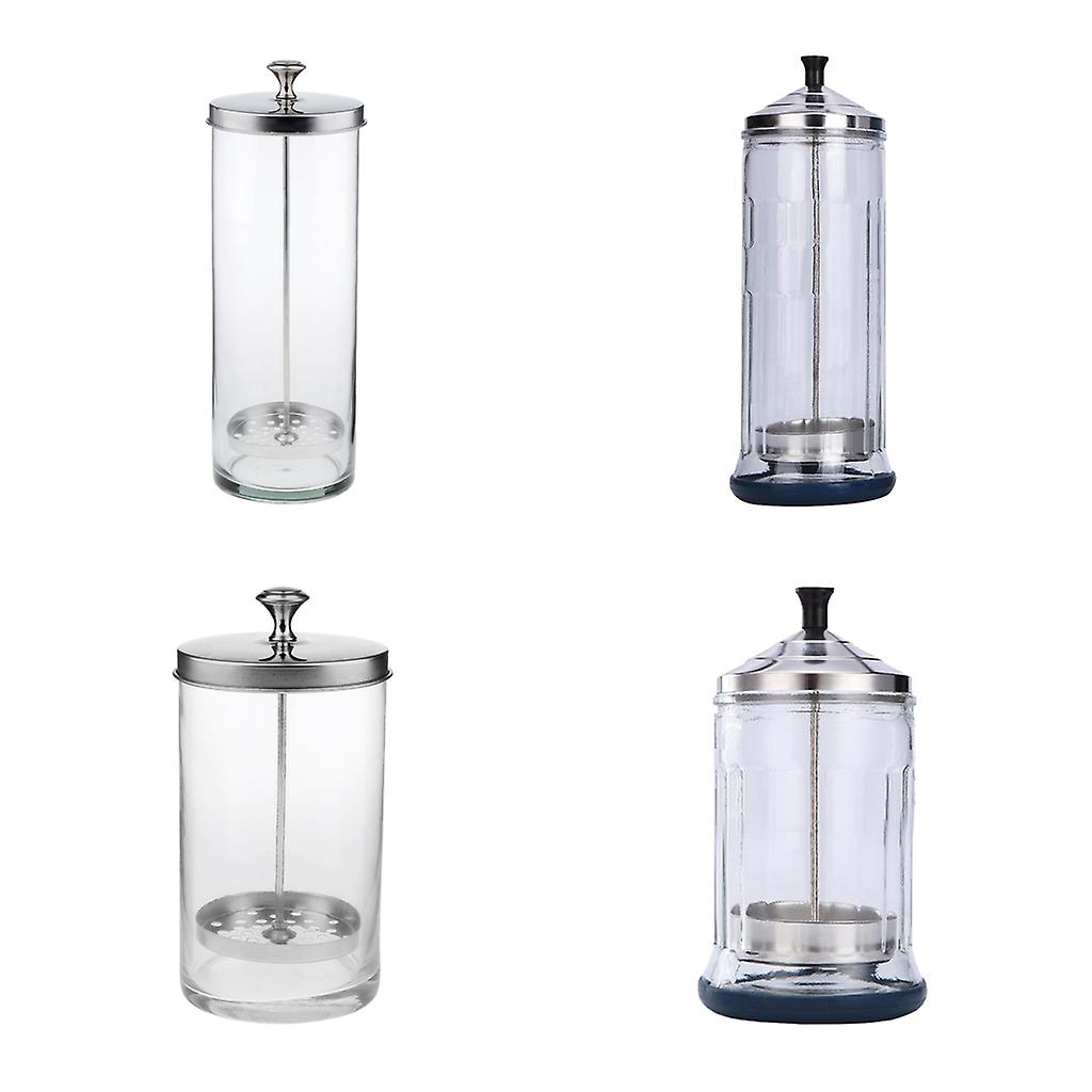 4 Pcs Glass Sanitizing Sterilizing Jar For Barber Shear Combs Cutter Tools