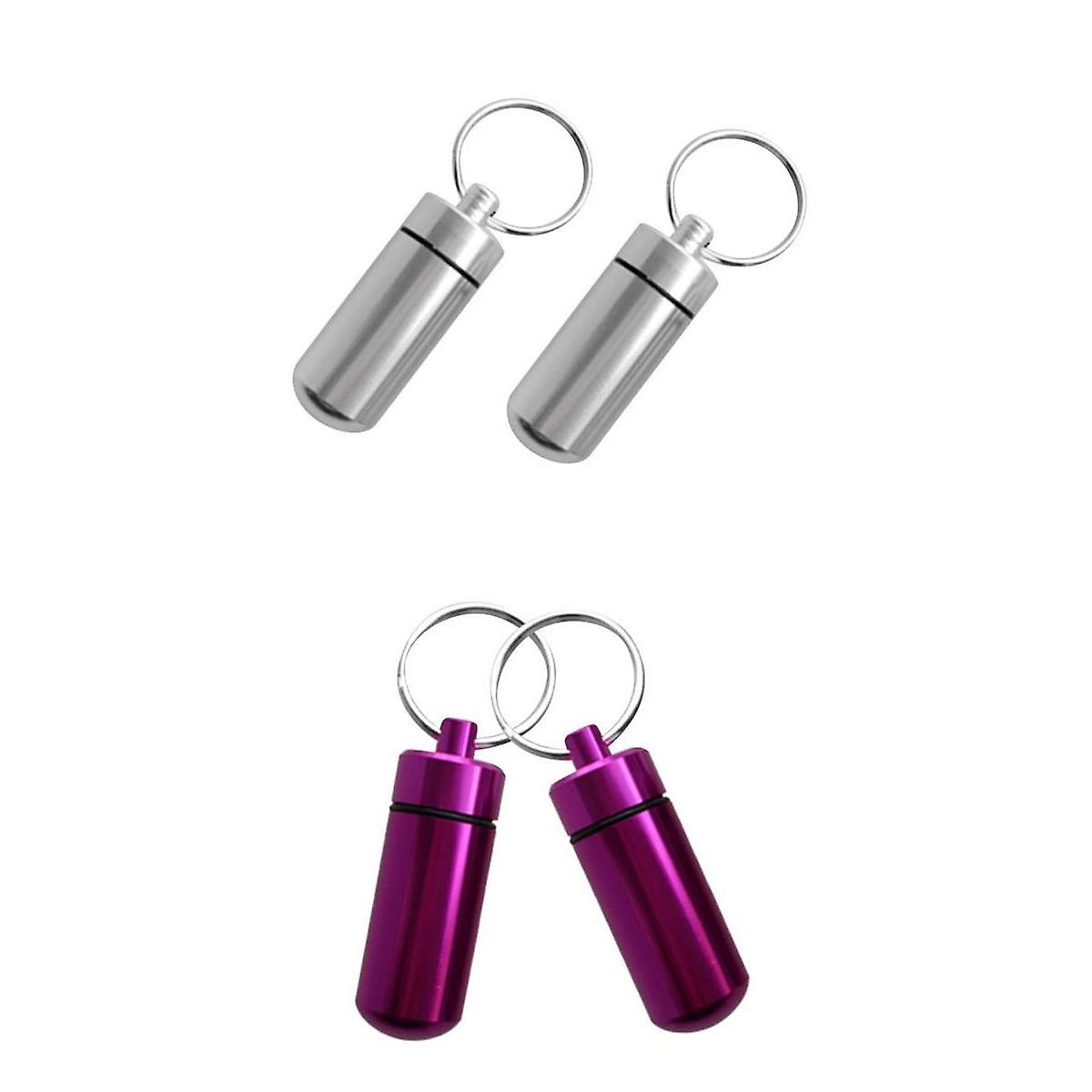 4x Portable Waterproof Pill Case Keychain Storage Box Pill Container Keyring