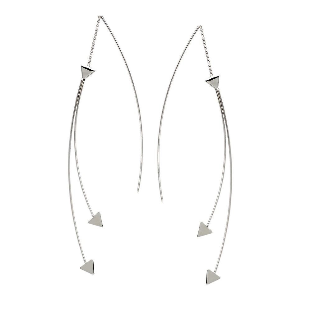 925 Sterling Silver Rhodium Plated Fancy Double Wire With Triangle Threaders Earrings Stud Earring for Women