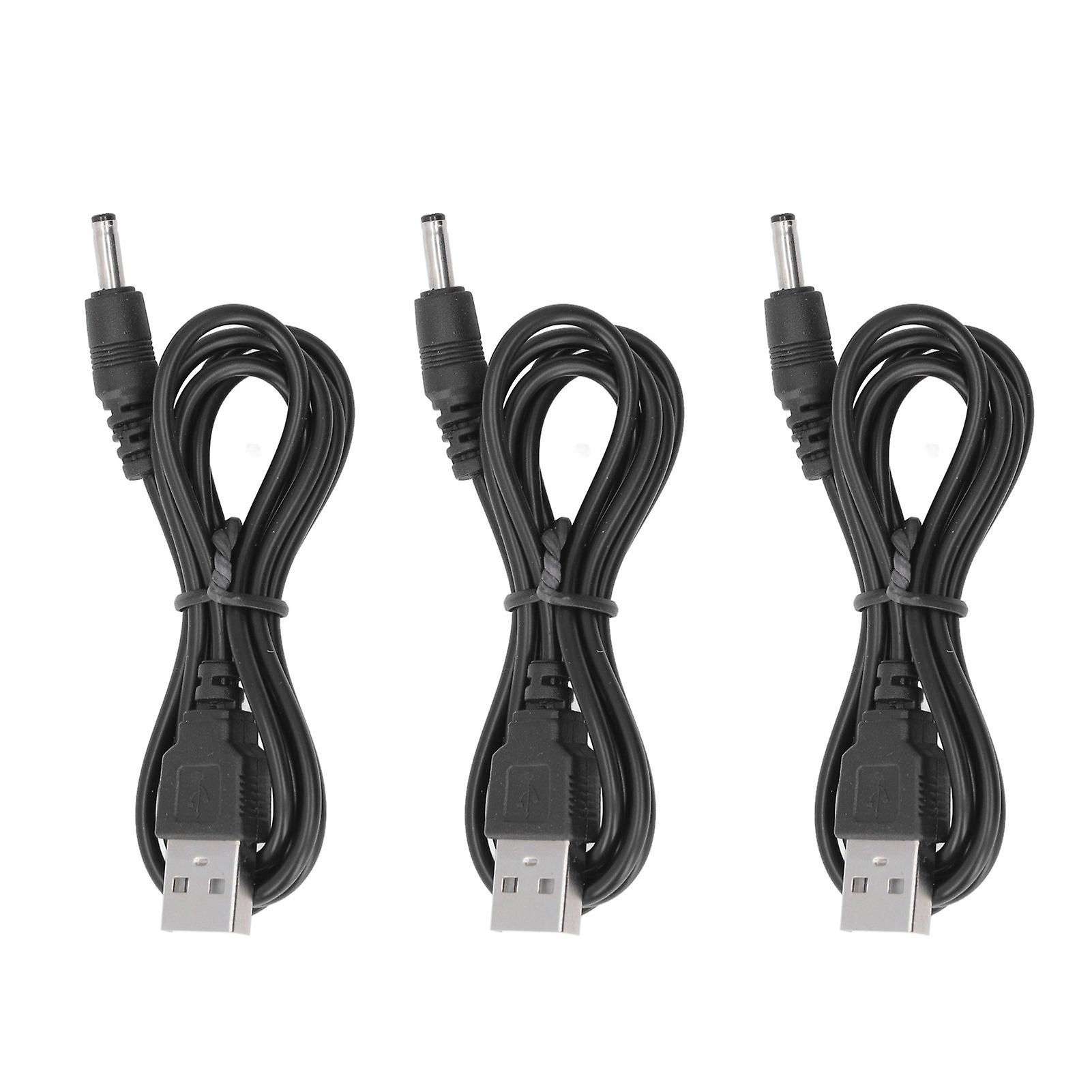 3Pcs USB Power Cord 3.5x1.35mm Jack Charging Cable Wire Line DC 5V for Fan Phone Speaker