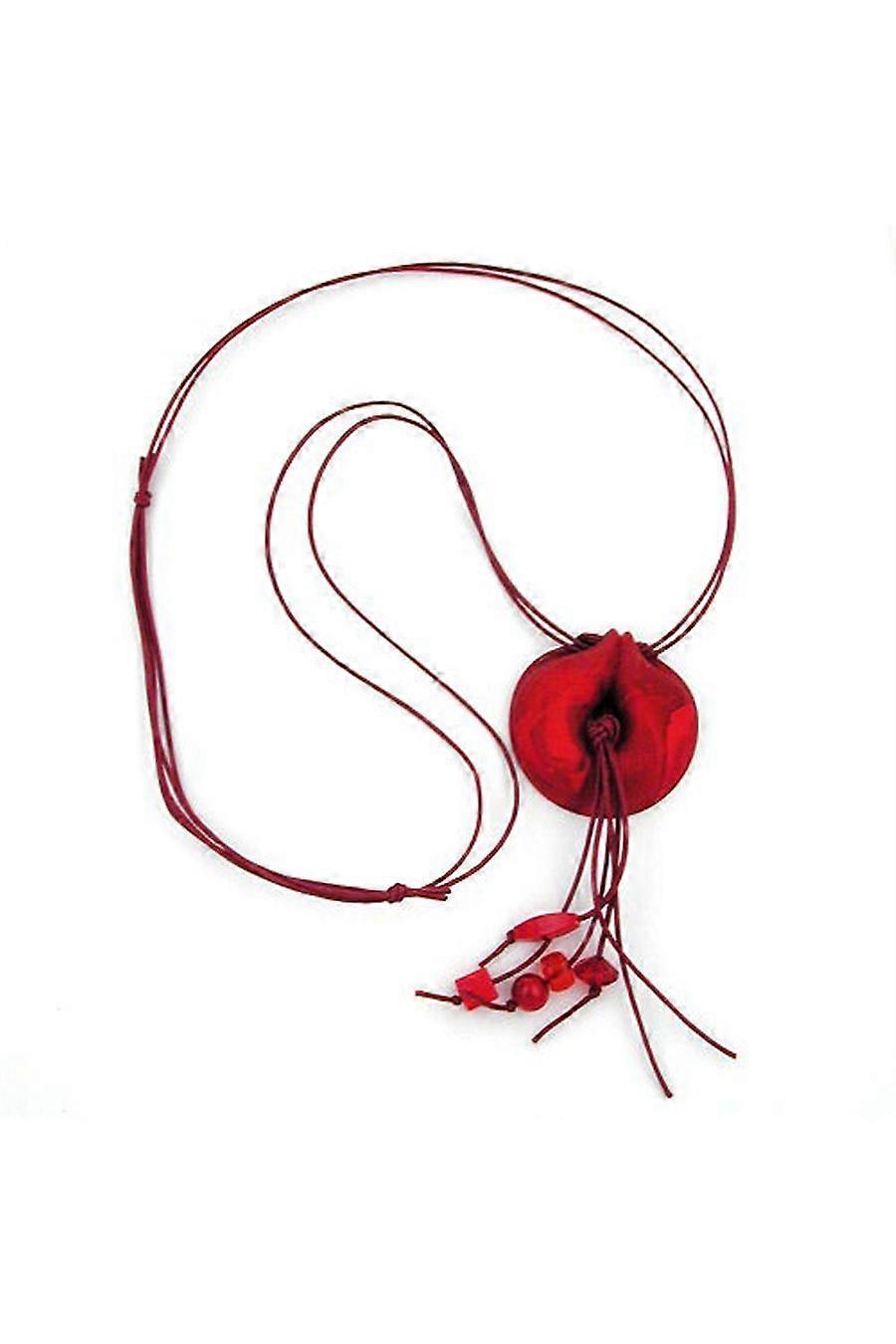 Necklace Red Marbled Ring - Gl01058