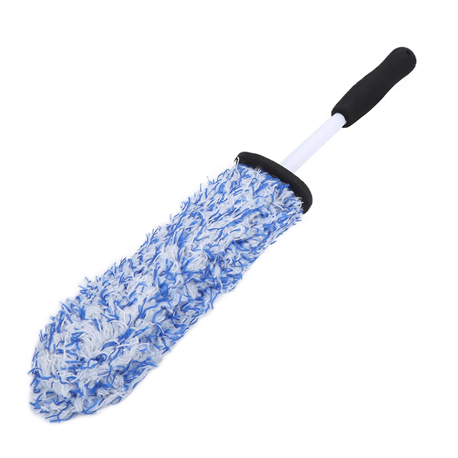 Brosse de nettoyage pour pneus de voiture, microfibre douce, multifonction, longue portée, pour échappement, pare-chocs, garde-boue, bleu