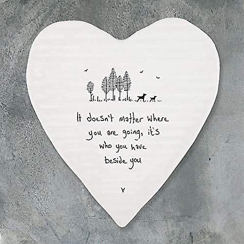 East of India Porcelain Coaster 'Doesn't matter where you are going' Keepsake