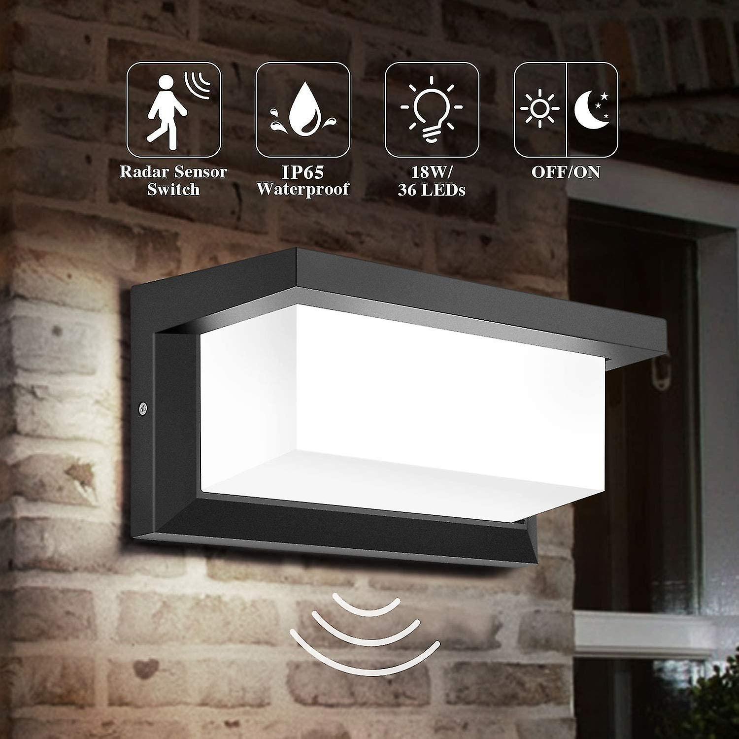 Outdoor Wall Light with Motion Sensor, 18W Waterproof Square LED Lighting