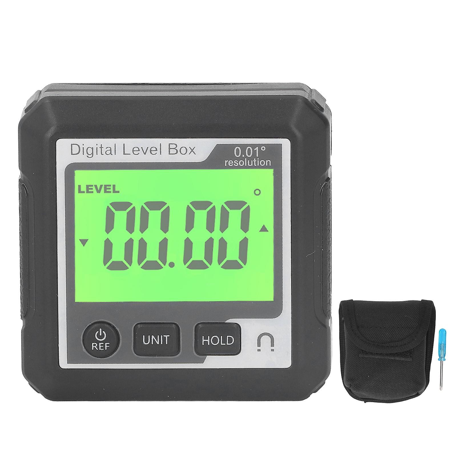 Angle Finder, Digital Level Box High Accuracy Magnetic Portable Protractor Inclinometer Angle Gauge for Woodworking Construction Site (Black and