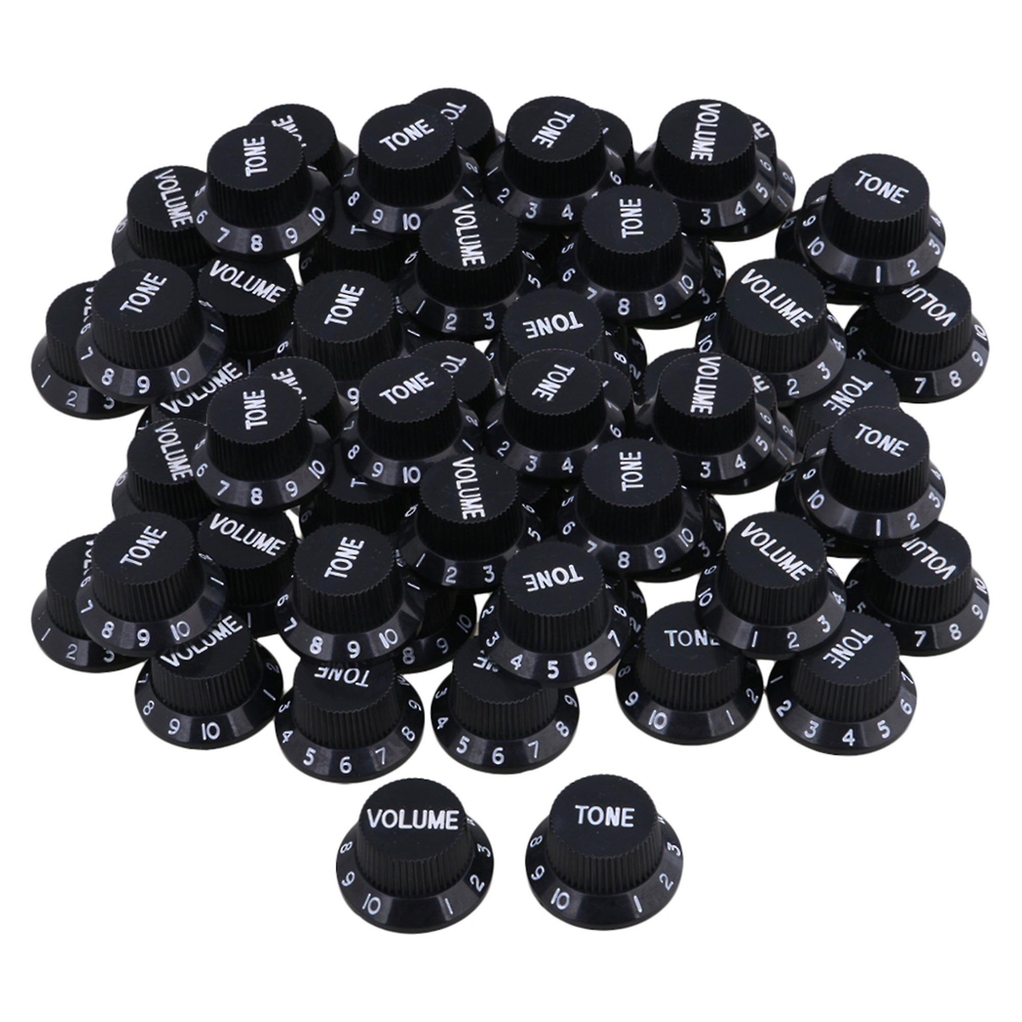 25.5x13mm Plastic Black Guitar Control Speed Knob White Number Set of 150