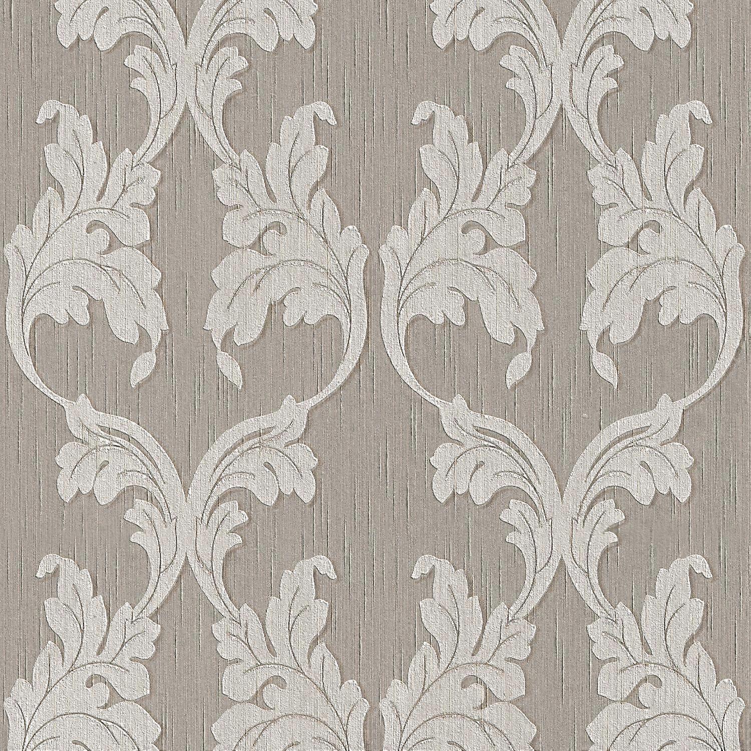 Textiel look behang Profhome 956286-GU textiel behang gestructureerd in textiel look mat grijs beige 5,33 m2