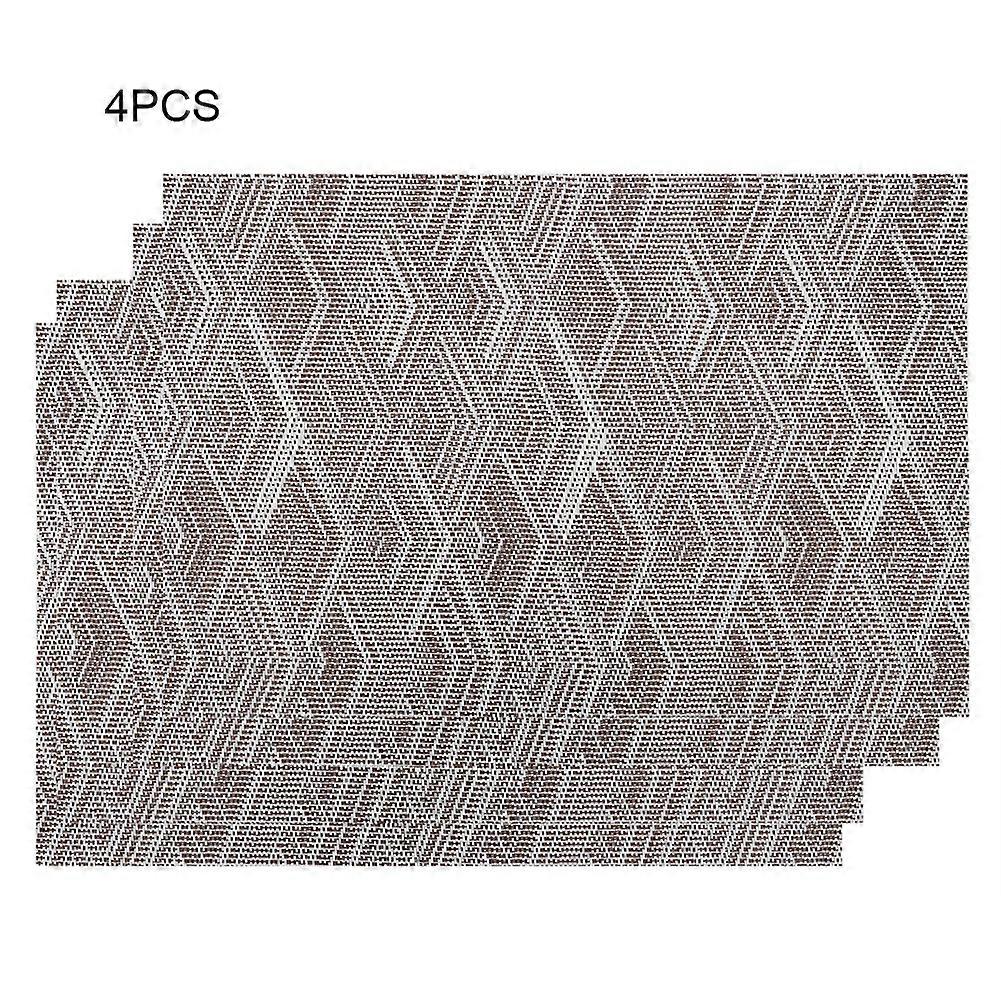 4pcs Rectangle Table Mats for Dining Table PVC Placemat Kitchen Dining Decoration (Coffee)
