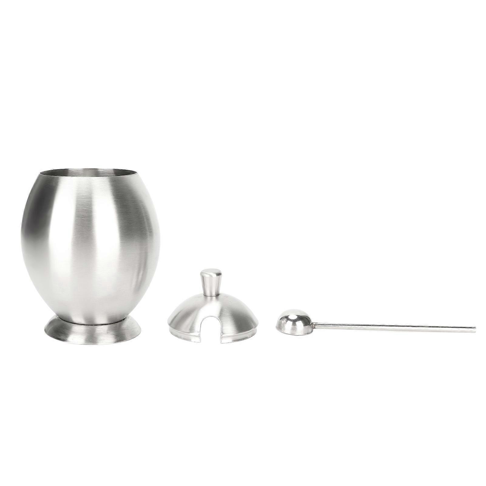 Egg Shaped Condiment Container Stainless Steel with Spoon Oval Condiment Jar For Spice Sugar Kitchen Resturant