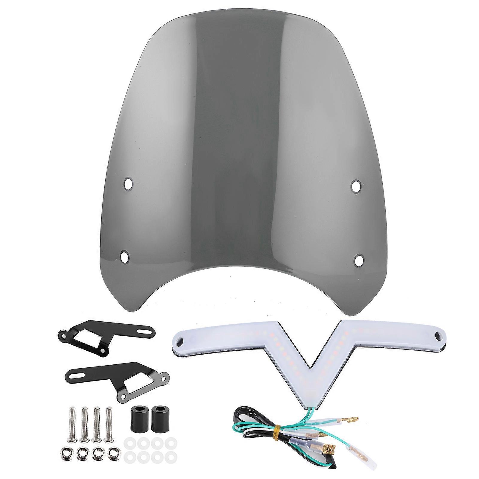 57in Windshield Windscreen with LED Turn Signal Light Lamp Universal for MotorcycleBlack NO.63552