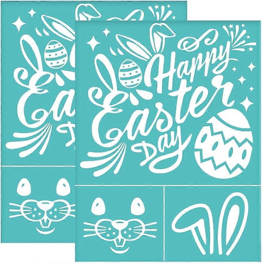 2Pcs 8.6x11 Inch Rabbit Face Smile Self-Adhesive Silk Screen Printing Stencil Easter Theme Silk Screen Stencil Reusable Mesh Stencils Transfer for DIY