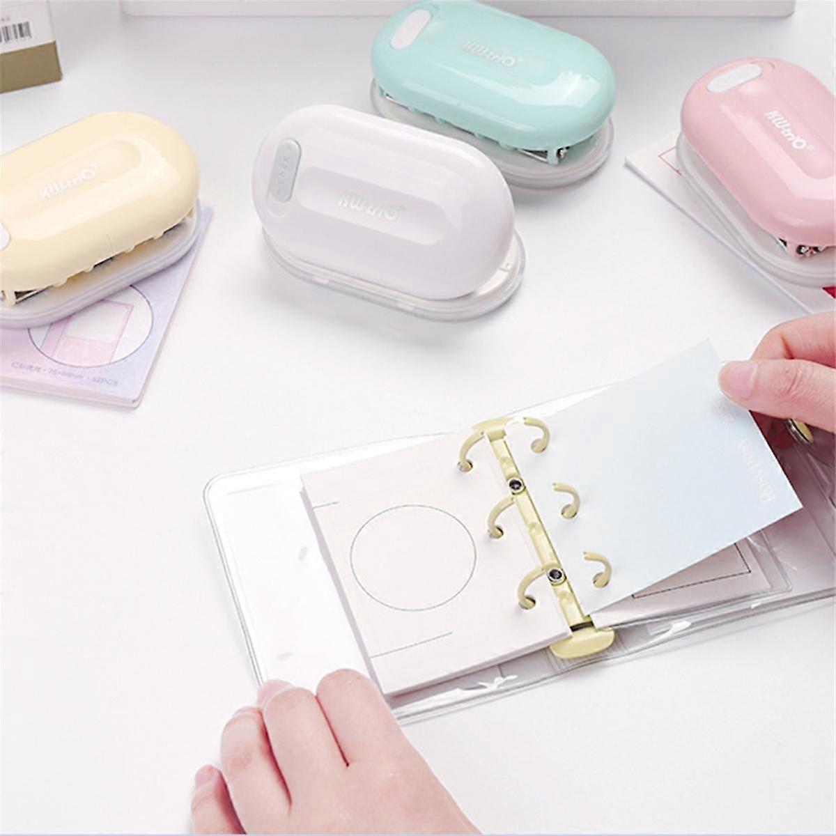 3-Hole Paper Punch Handheld Mini Puncher DIY Handheld Paper Puncher Student Handmade Scrapbook Puncher Pink