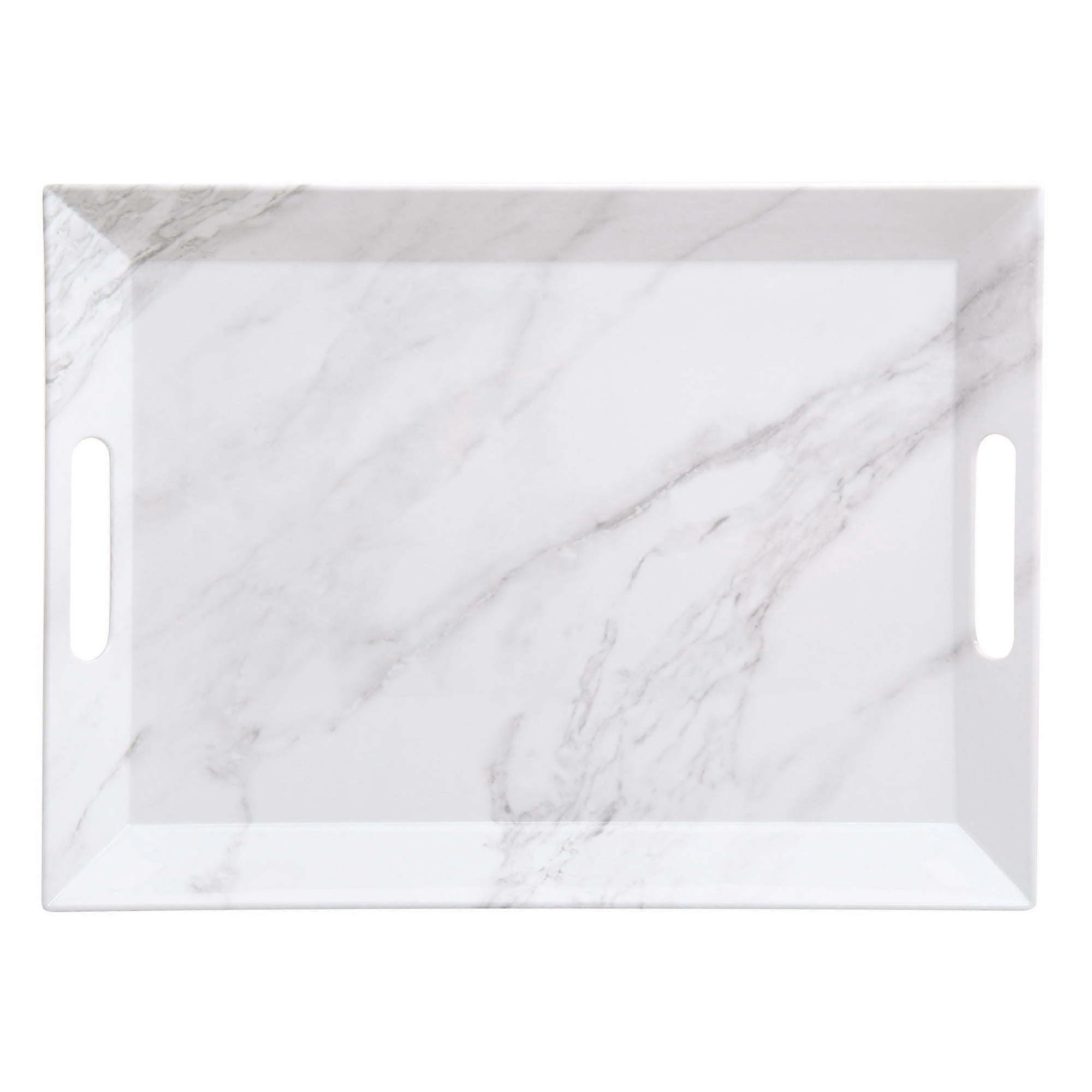 Better Homes & Gardens- Marble Print Rectangle Melamine Handled Tray