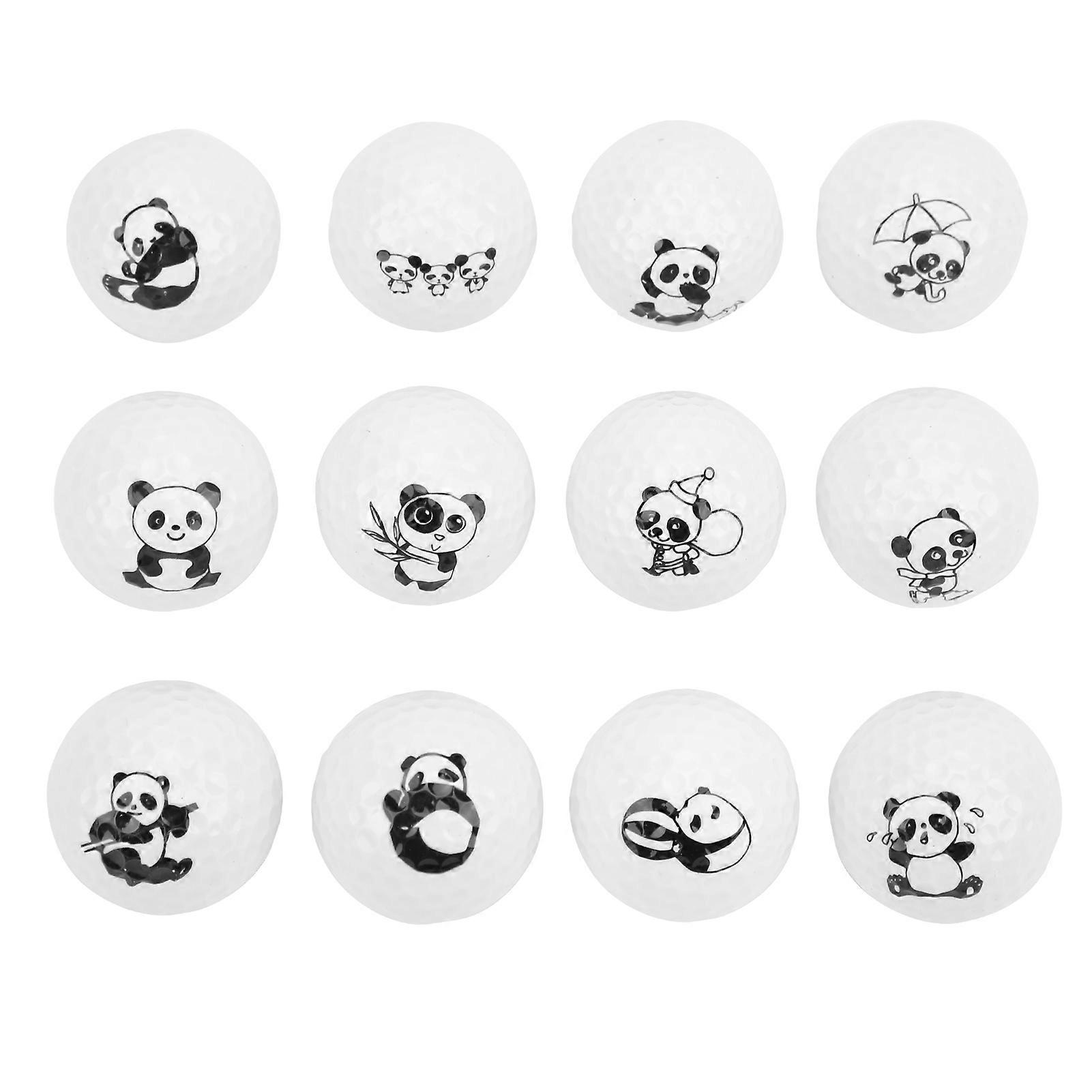 12pcs Golf Balls Golf Driving Range Practice Distance Balls With Cute Panda Pattern