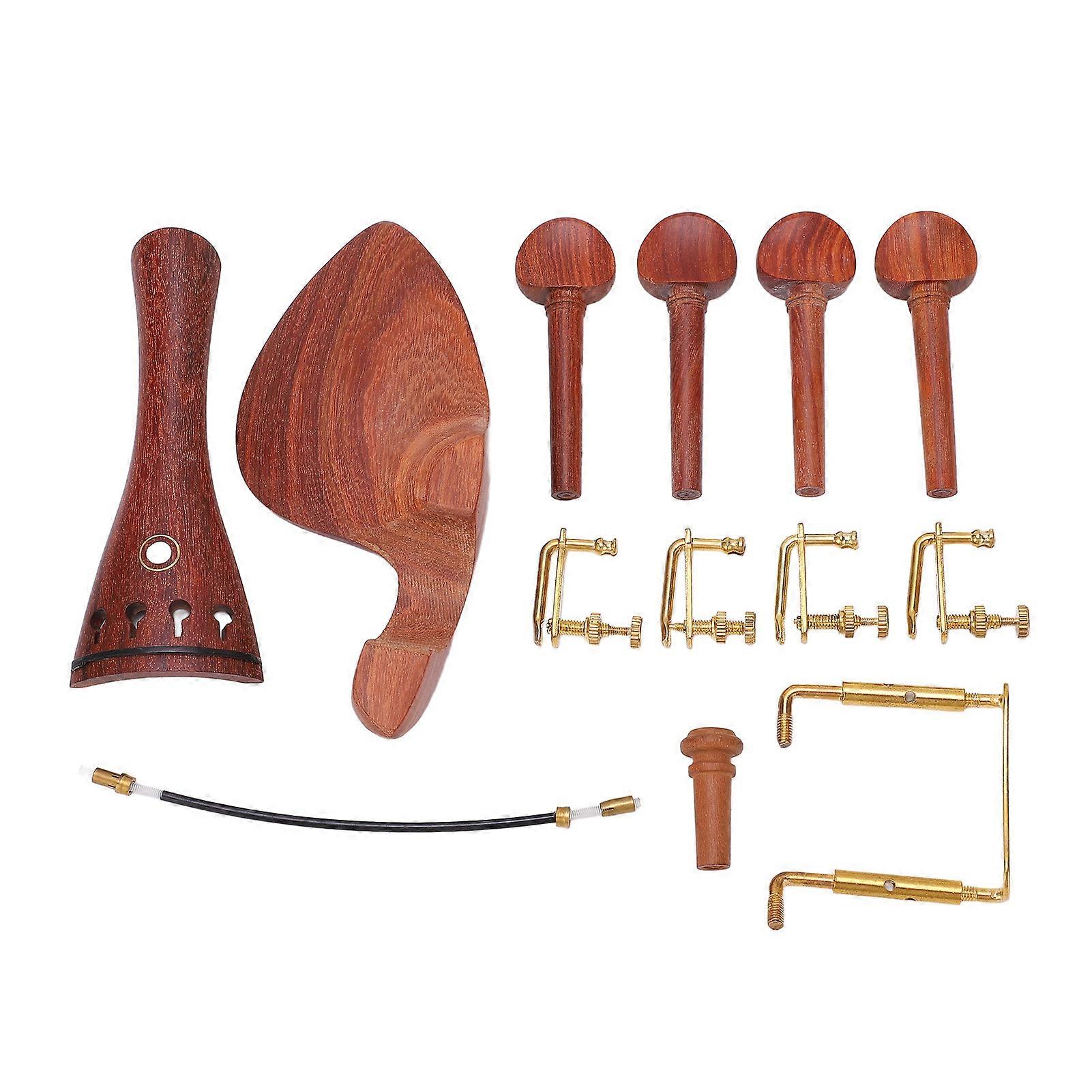 4/4 ξύλινα μέρη βιολιού Tailpiece Chinrest Tuning μανταλάκια Metal Tail Post Set Αξεσουάρ βιολιού