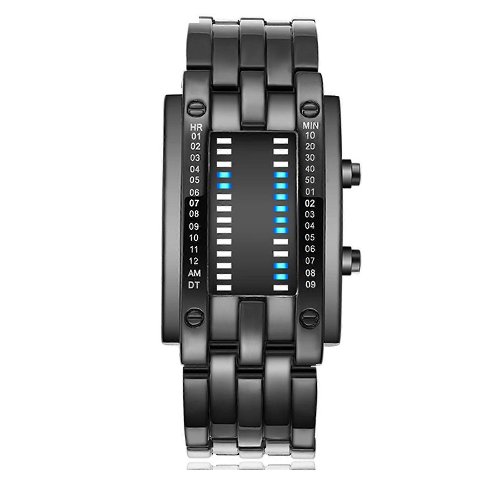 Binary Matrix Blue LED Digital Watch Men Technology Binary Watch